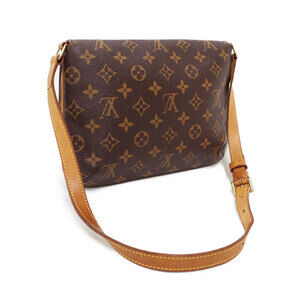 Louis Vuitton Short Monogram Musette Tango Shoulder Leather Bag Brown